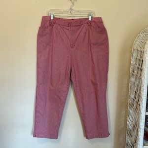 Rafaela Women’s Red Checked Pants Slacks Spring Elastic Waist Sides Size 20W